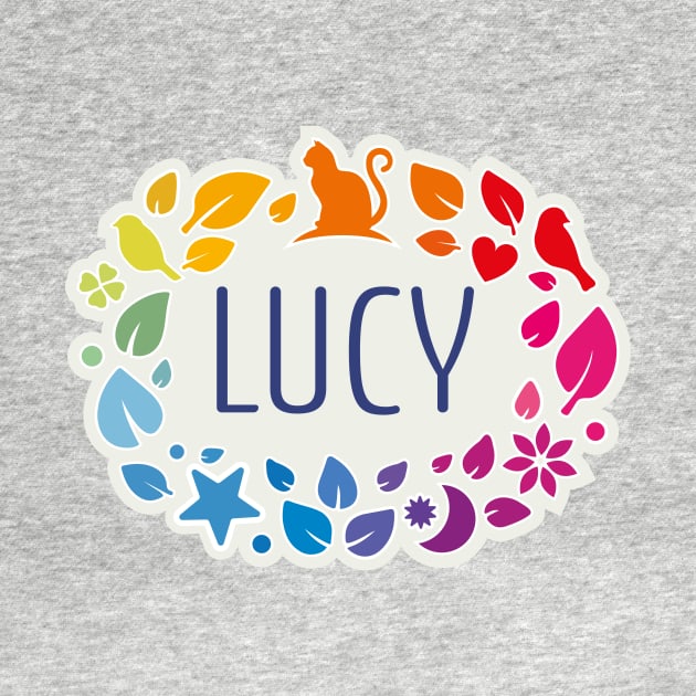 Lucy name with colorful leaves by WildMeART